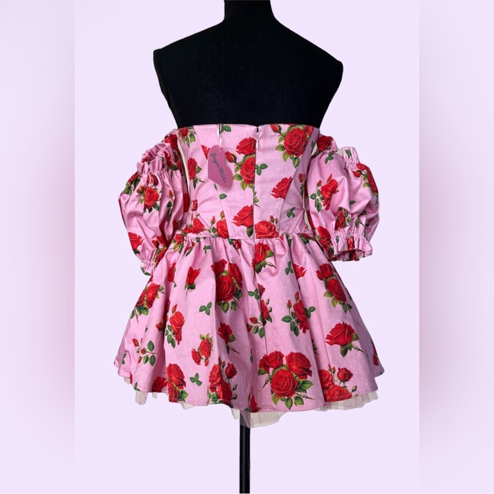 Sugar Thrillz Dolls Kill Holding Court Pink Rose Dress NWT XS - Picture 4 of 12